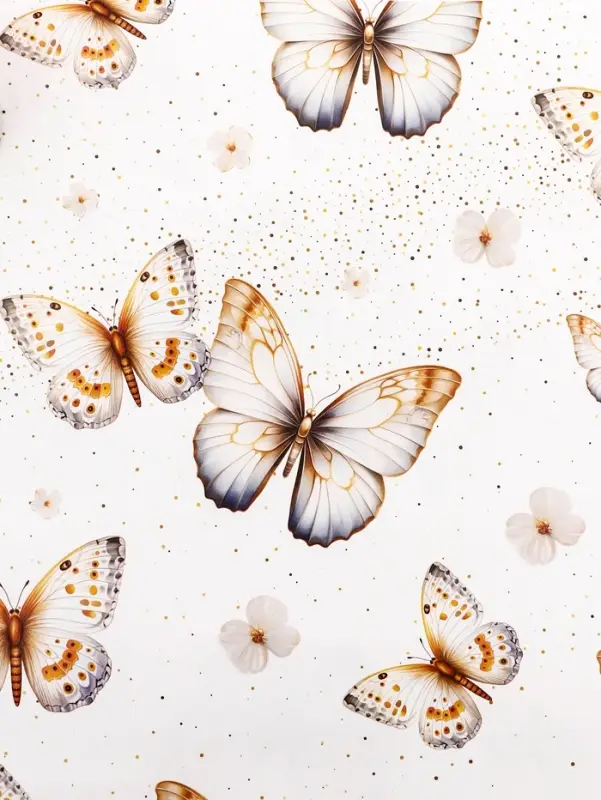 Бумага упаковочная, белая &laquo;Бабочки&raquo;, 40&times;60 см