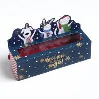 Коробка для макарун «Весёлого нового года!», 18×5.5×5.5 см