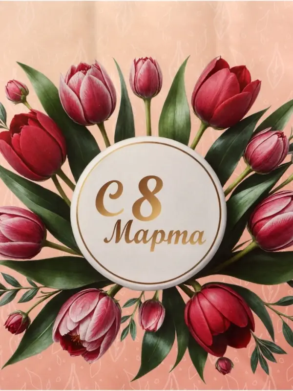 Пакет подарочный крафт, «С 8 Марта», 21×11×27 см