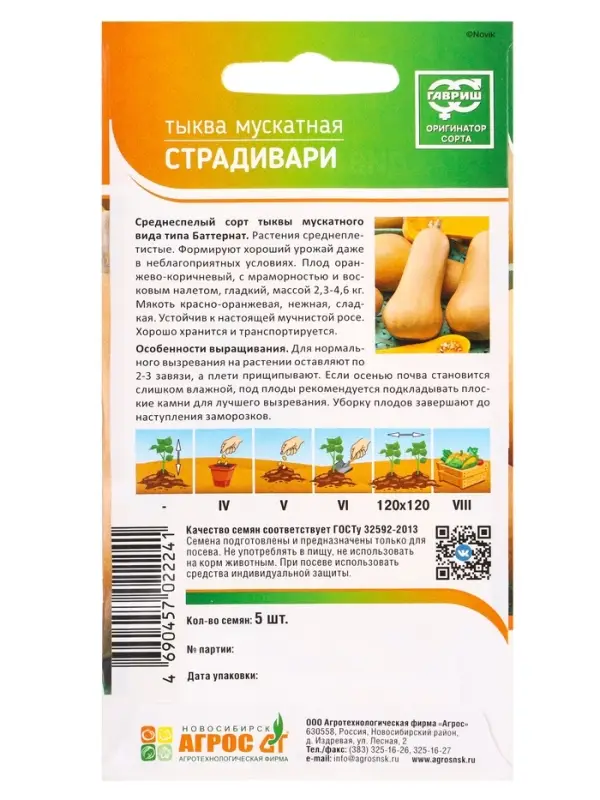 Семена Тыква "Страдивари" 5 шт
