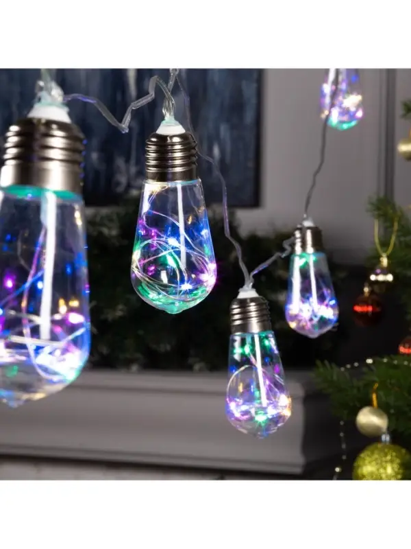 Гирлянда &laquo;Нить&raquo; 3 м с насадками &laquo;Лампа&raquo;, IP20, прозрачная нить, 80 LED, свечение мульти, 8 режимов, 220 В