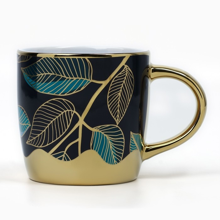 Кружка керамическая «Листья», 300 мл, цвет синий Кружка керамическая «Листья», 300 мл, цвет синий