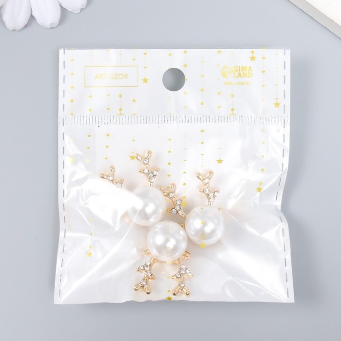 Декор для творчества металл, пластик Декор для творчества металл, пластик "Оленёнок" набор 3 шт стразы, золото 2,4х2 см