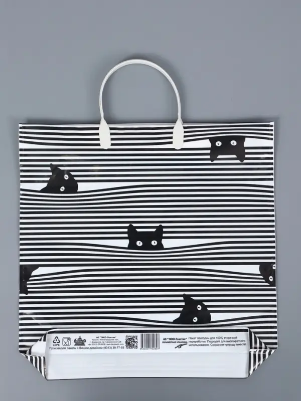 Пакет Любопытство- пластиковая ручка  36 х 37 см 100 мкм