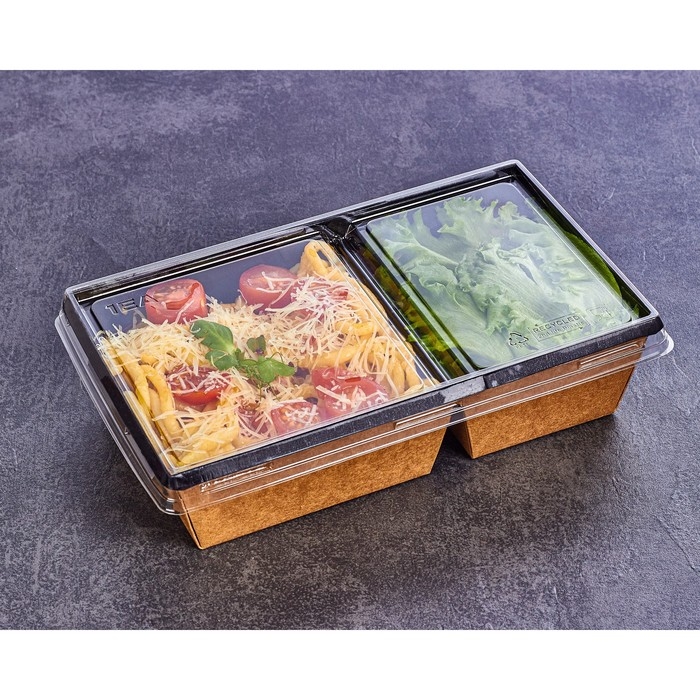 Салатник двухсекционный, черный, 20 х 12 х 5,5 см, 0,8 л Салатник двухсекционный, черный, 20 х 12 х 5,5 см, 0,8 л