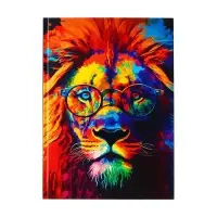 Колледж-тетрадь Calligrata TOP &laquo;ЛЕВ. МОЗАИЧНЫЙ НЕОН&raquo; А4, 160 листов, в клетку, в твёрдой обложке 7БЦ, матовая ламинация, выборочный лак