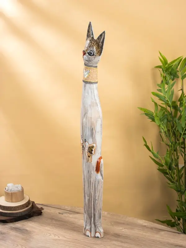 Сувенир &laquo;Кошка с золотыми бабочками и зеркальным сердцем&raquo;, 100&times;16&times;7 см, МИКС