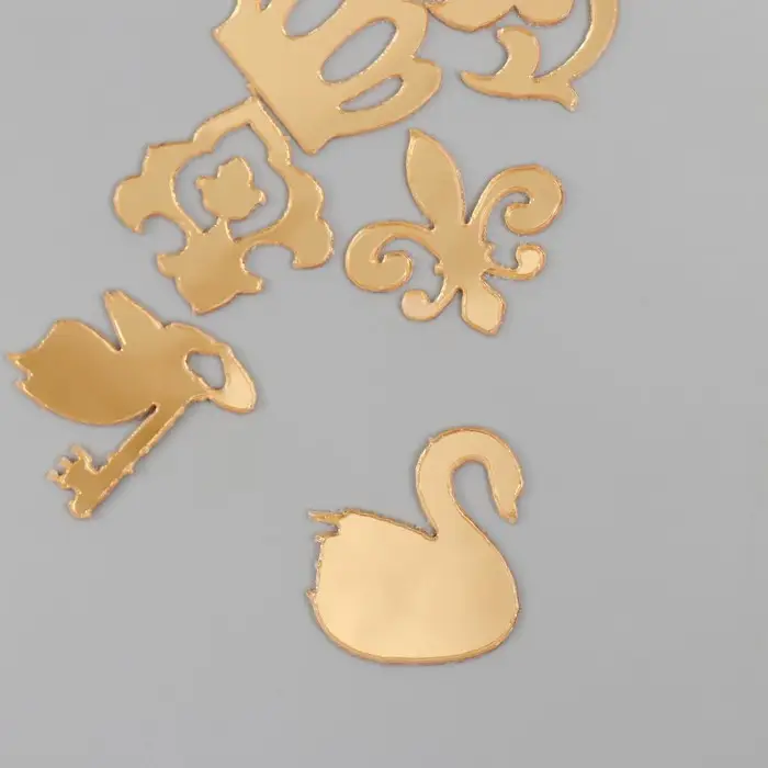 Декор для творчества пластик зеркальный "Корона и узоры" набор 6 шт