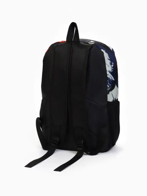 Рюкзак школьный на молнии, с карманами, с принтом, размер 29&times;12&times;42 см, синий/красный