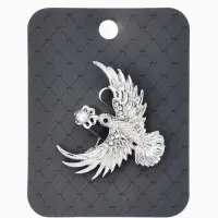 Брошь "Калибри с цветком", цвет белый в серебре