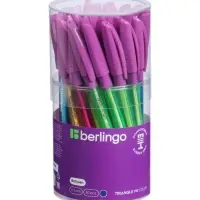 Ручка шариковая Berlingo. Triangle 110 Color, синий стержень, узел 0.7 мм, резиновый упор, МИКС