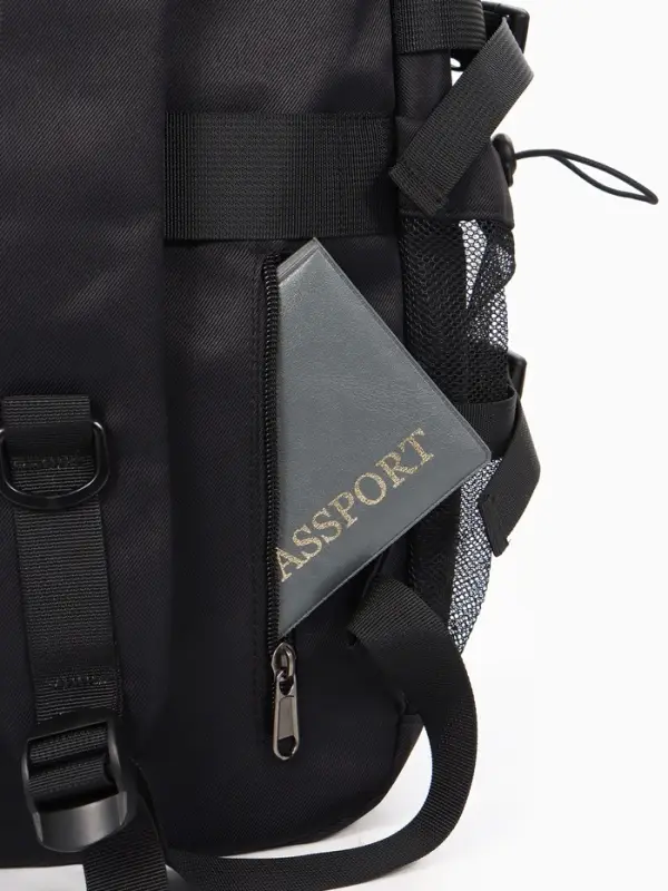 Рюкзак школьный, однотонный, 2 отделения, 5 карманов, 30&times;14&times;45 см, чёрный