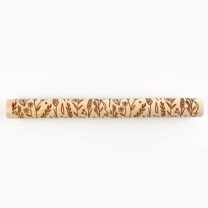 Скалка деревянная с узорами «Цветочный луг» для выпечки, 30 см Скалка деревянная с узорами «Цветочный луг» для выпечки, 30 см