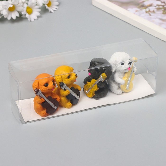 Сувенир полистоун "Собака-музыкант" набор 4 шт 3х3х5 см