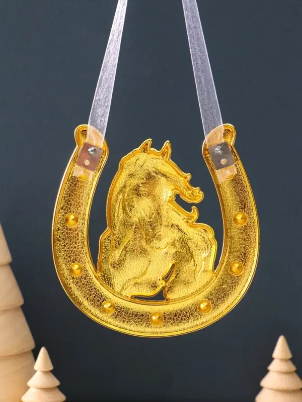 Сувенир-подкова «Лошадь гнедая»,10,5х10,5х0,05см,  эмаль, стразы