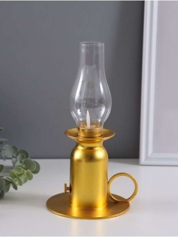 Ночник  Ночник "Лампа" LED 3xLR44 (эф. живого пламени) золото 11х11х22см