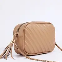 Сумка кросс-боди женская, 21&times;7&times;14 см, на молнии, бежевая