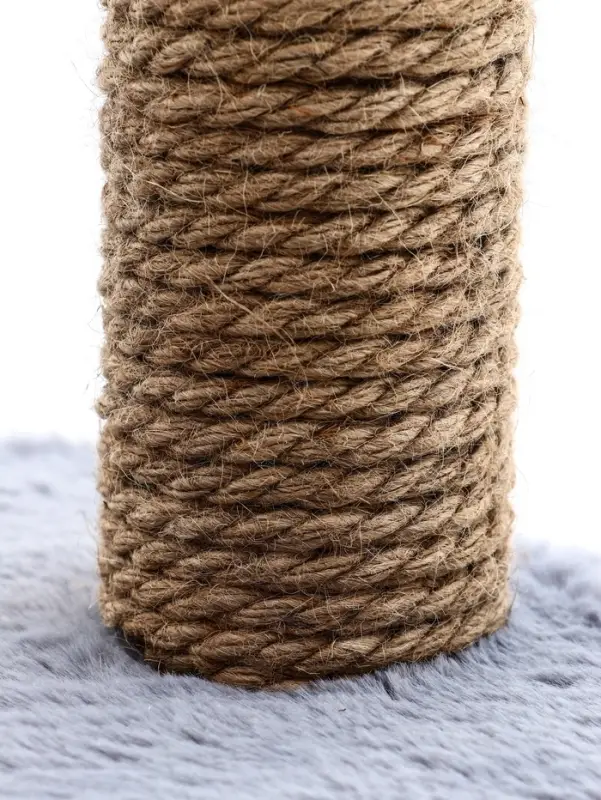 Домик для кошек с когтеточкой, овальной полкой, джут, 51×31×87 см, серый