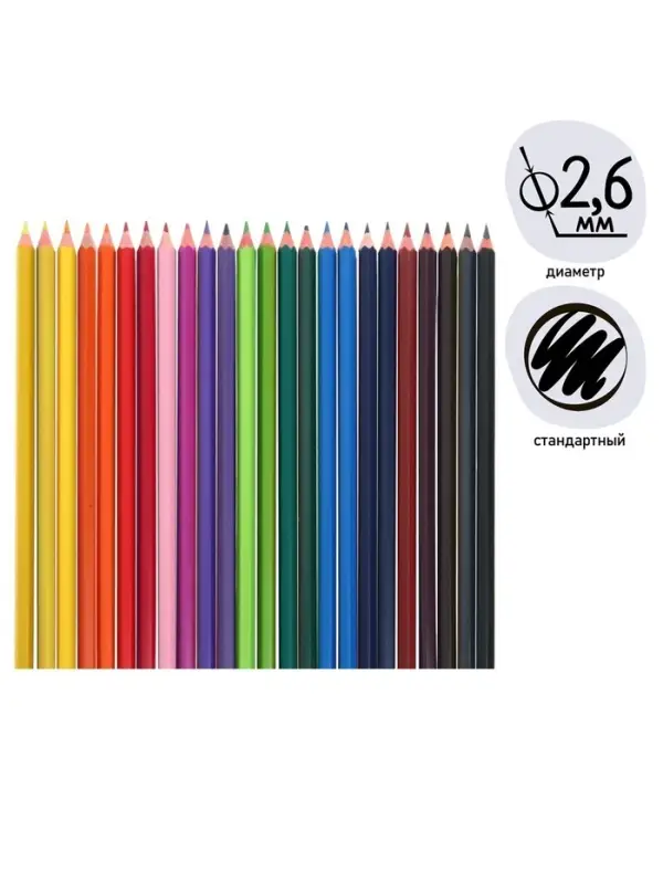 Карандаши Calligrata, цветные, 24 цвета, эконом, шестигранные, пластиковые