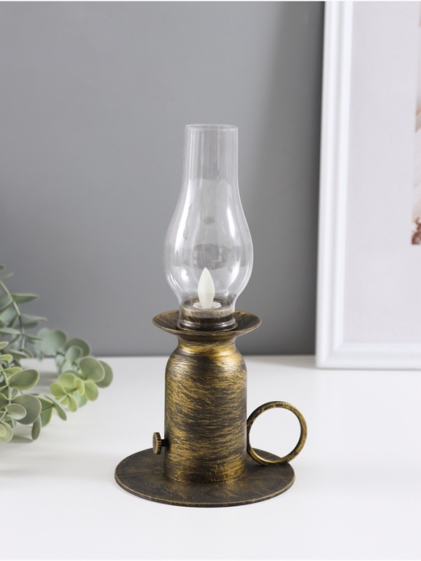 Ночник  Ночник "Лампа" LED 3xLR44 (эф. живого пламени) бронза 11х11х22см