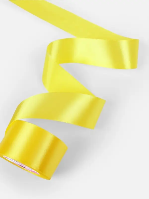 Лента атласная, 50 мм, 23&plusmn;1 м, жёлтая №15