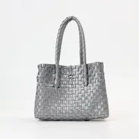 Сумка плетёная пластиковая, 23&times;11&times;30 см, серебристая