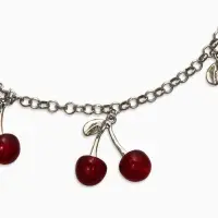 Цепь с подвесками "Вишня", 40+удл, цвет красный в серебре