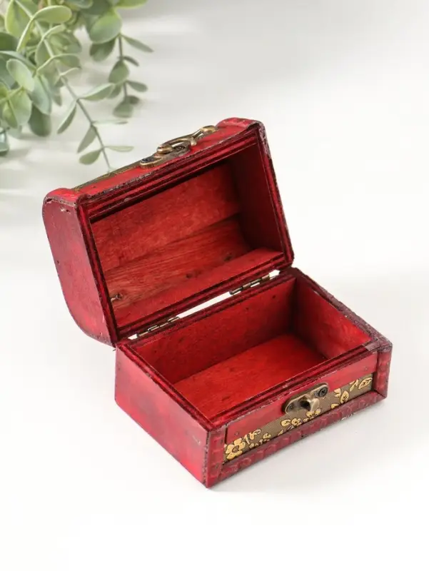 Шкатулка для украшений &laquo;Сундук с ручкой. Незабудки&raquo;, дерево, 7.3&times;9.5&times;7.5 см