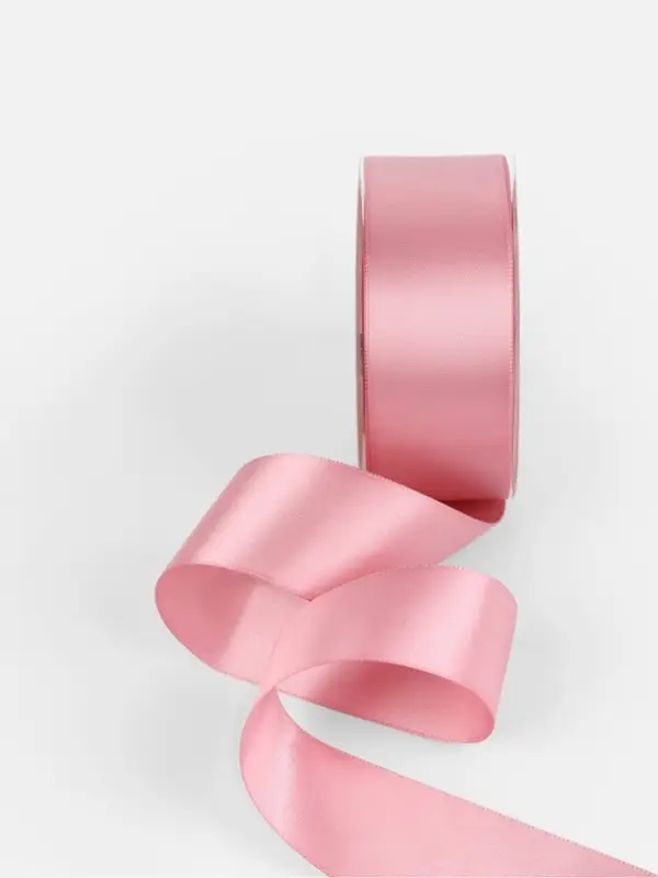 Лента атласная TEIRA, двухсторонняя, 38 мм, 25&plusmn;1 м, розовая №158