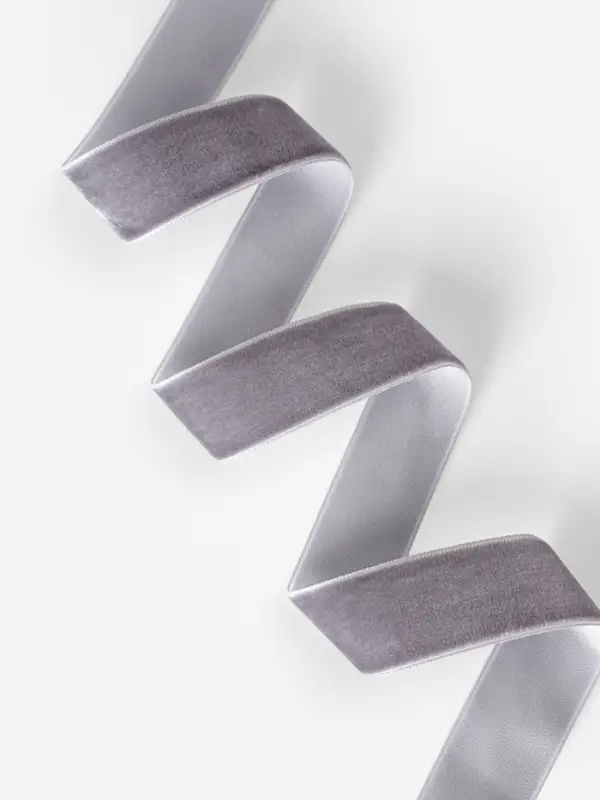 Лента бархатная, 25 мм, 18&plusmn;1 м, серая №184