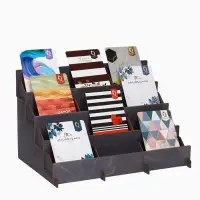 Подставка под открытки 12 ячеек по 12 см, 38.1&times;23&times;25 см, толщина 3 мм, коричневый