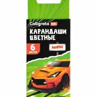 Карандаши Calligrata &laquo;Машинка&raquo;, цветные, 6 цветов, мини, трёхгранные