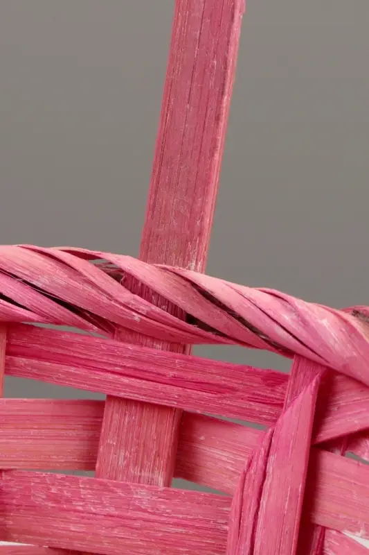 Корзина плетёная для хранения, 13&times;13&times;9.5 см, ручка h=21 см, бамбук, светло - розовая, Greengo