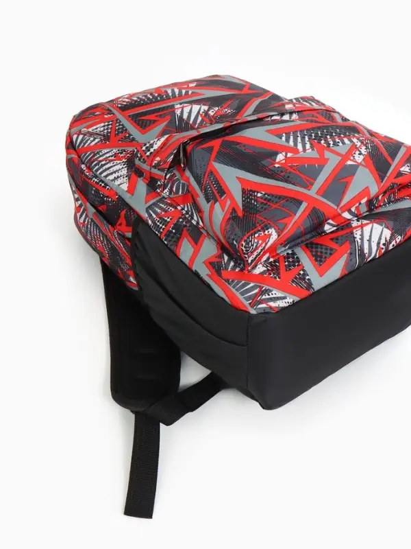 Рюкзак школьный на молнии, с карманами, с принтом, 30&times;13&times;42 см, чёрный