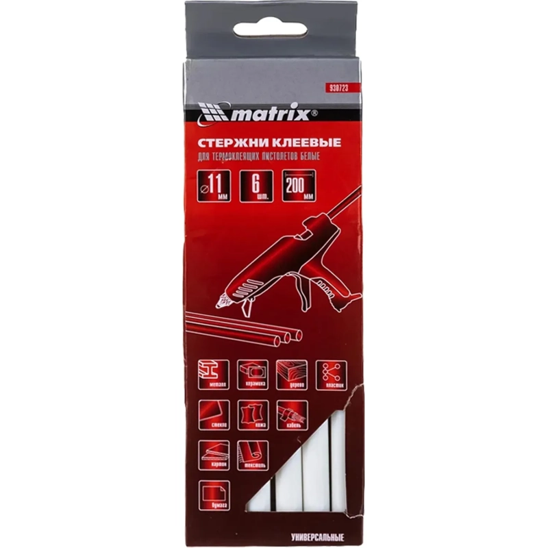 Стержни клеевые 11х200 мм белый 6 шт Matrix 930723