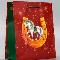 Пакет подарочный новогодний ламинированный, «Подкова» , 18×10×22.3 см