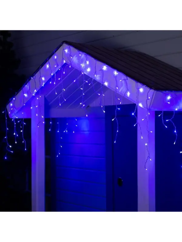 Гирлянда &laquo;Бахрома&raquo; 4&times;0.6 м, IP44, прозрачная нить, 180 LED, свечение синее, мерцание белым, 220 В
