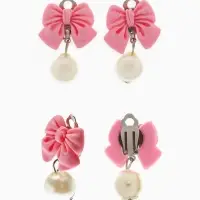 Набор детских украшений Выбражулька &laquo;Бант&raquo;, 4 предмета: кулон, браслет d=6 см кольцо, клипсы, бело-розовый