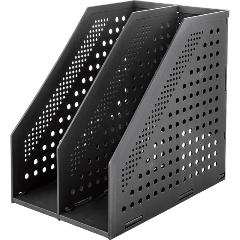 Лоток вертикальный Deli 78999Dark grey складной 2 отделения темно-серый