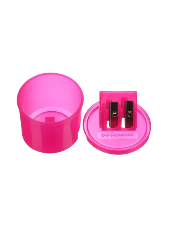Точилка ErichKrause Cylinder Duo Neon, 2 отверстия, с контейнером, МИКС