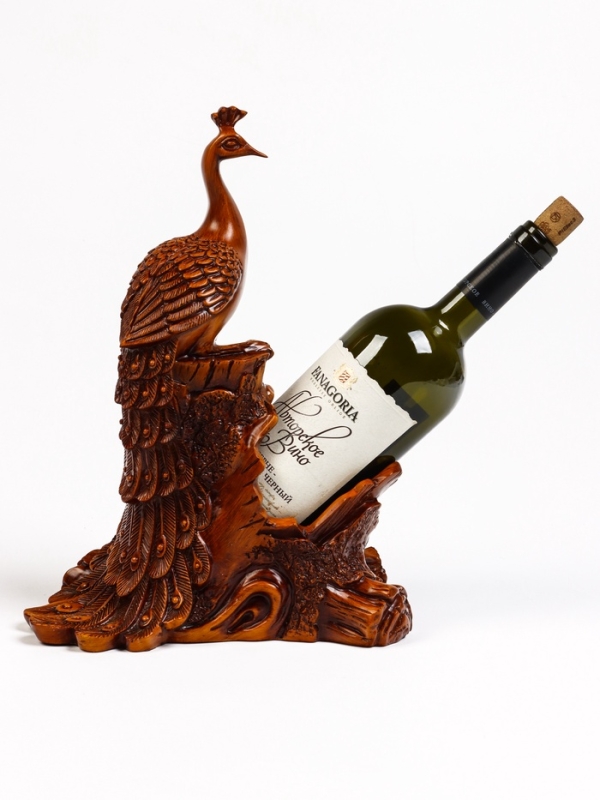 Подставка для бутылки  Подставка для бутылки "Павлин" под дерево, 23х15х33см