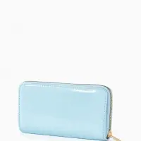 Кошелёк женский на молнии, 20&times;2&times;10 см, лаковый, голубой