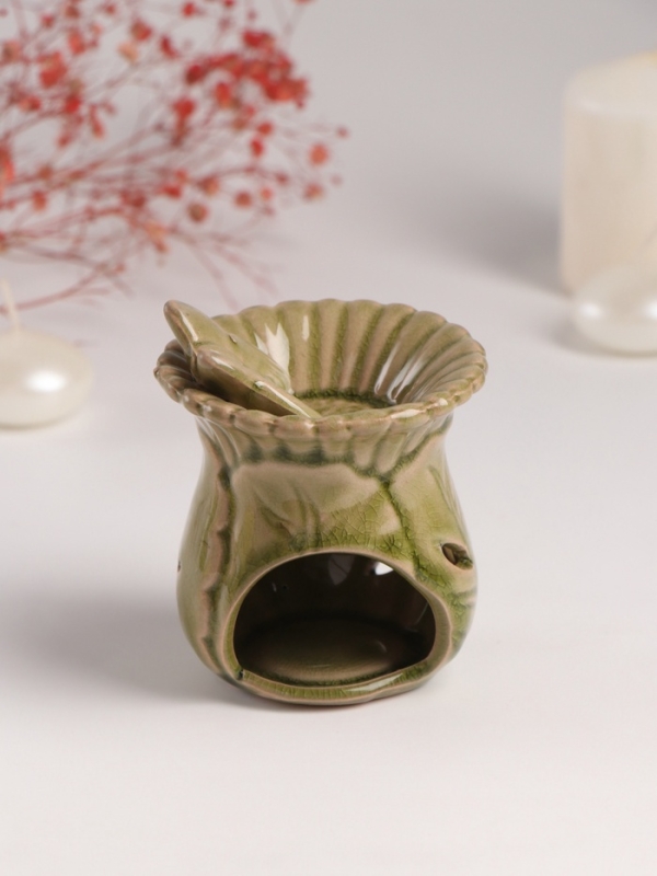 Аромалампа керамика Аромалампа керамика "Бабочка на цветке" тёмный беж 7,5х8,5х9,8 см