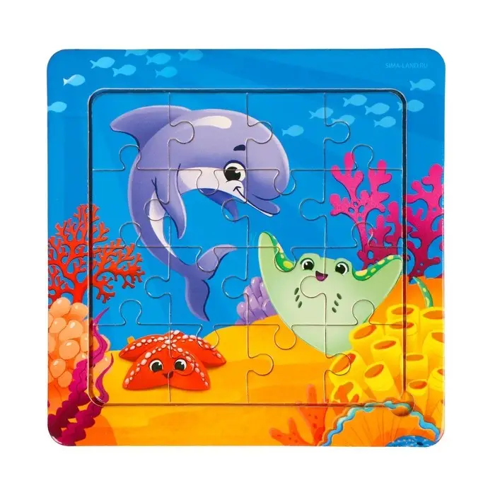 Пазлы «Морской мир», 16 элементов, 14×14 см Пазлы «Морской мир», 16 элементов, 14×14 см