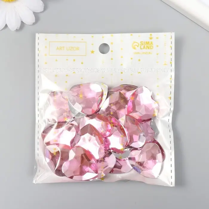Декоративные элементы для творчества «Арт Узор. Стразы сердце. Светло-розовый», набор 30 шт., пластик, 2.5×2.5 см
