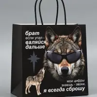 Пакет подарочный крафтовый &laquo;Брат&raquo;, 22&times;22&times;11 см