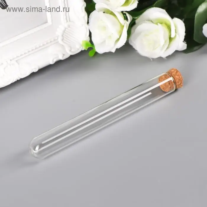 Декор для творчества стекло «Пробирка с пробкой», 20 мл, 12×1.5×1.5 см Декор для творчества стекло «Пробирка с пробкой», 20 мл, 12×1.5×1.5 см