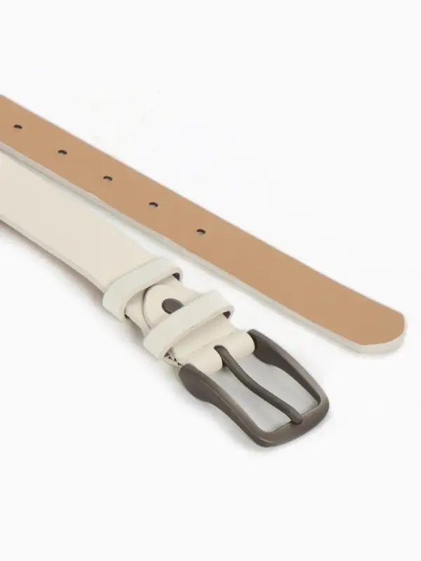 Ремень женский с винтом, 110&times;2.8 см, классическая пряжка металл, серебристая, белый