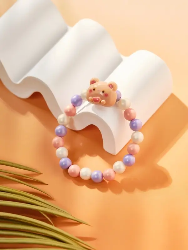 Браслет детский «Выбражулька» медведь, d=6 см. жемчуг, разноцветный Браслет детский «Выбражулька» медведь, d=6 см. жемчуг, разноцветный