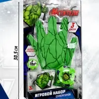 Игровой набор с перчаткой супергероя &laquo;Халк&raquo;, стреляет дисками, 1 устройство запуска